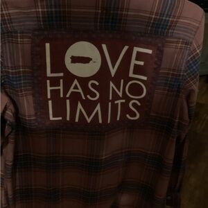 Plaid Shirt with 'Love Has No Limits' Design